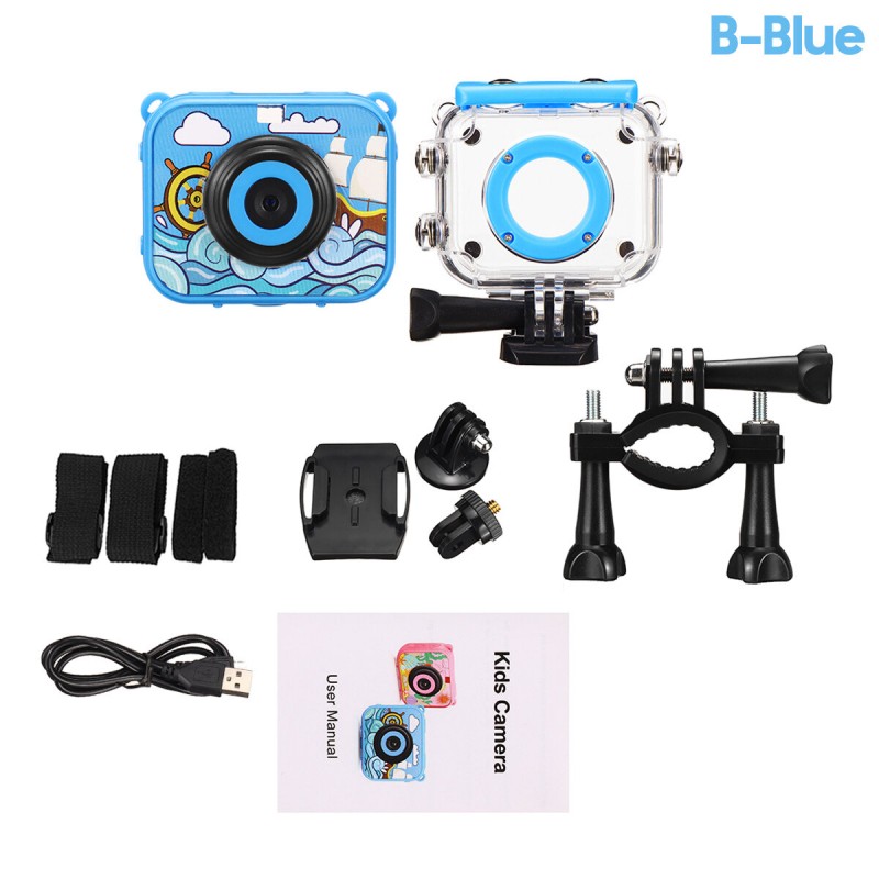 Ourlife AT-G20B 1080P HD Mini Children Digital Waterproof Camera Anti-Fall Kid Sports Camera - Pink A