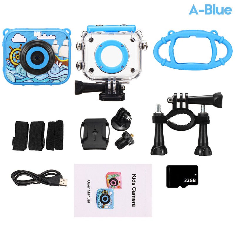 Ourlife AT-G20B 1080P HD Mini Children Digital Waterproof Camera Anti-Fall Kid Sports Camera - Pink A