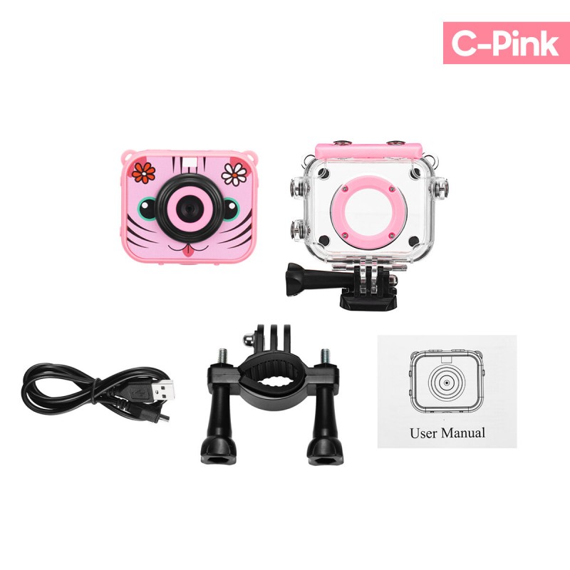 1080P HD 2.0 Inch LCD Screen Children Mini Digital Camera Camcorder with 400mAh Rechargeable Battery Kids Toys - Type-A-Pink