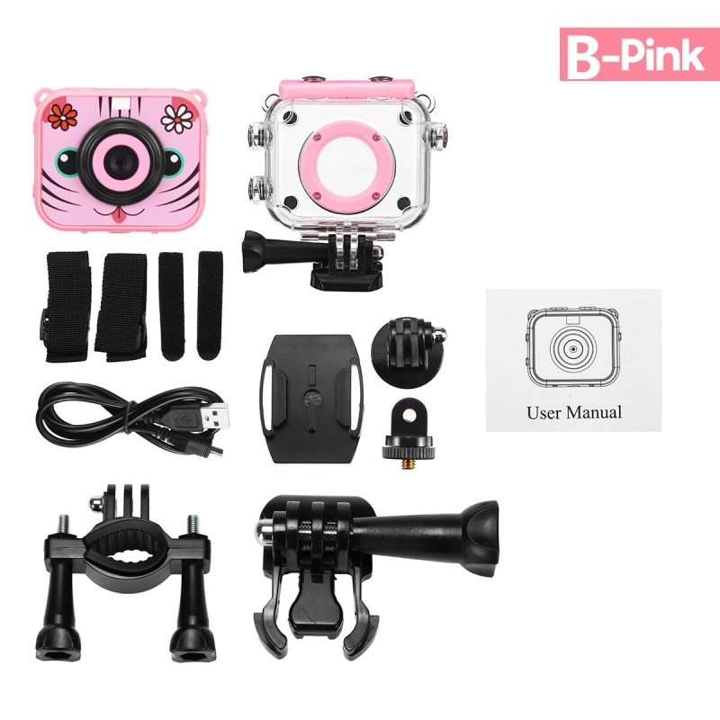 1080P HD 2.0 Inch LCD Screen Children Mini Digital Camera Camcorder with 400mAh Rechargeable Battery Kids Toys - Type-A-Pink