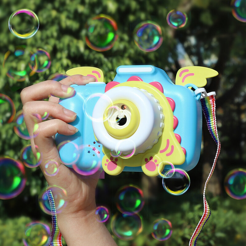 Bubble Machine Toy Children Fully-Automatic Bubble Blowing Camera Music Lighting - dinosaur