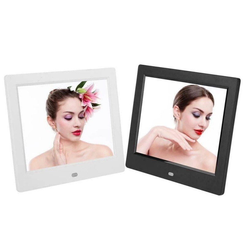 8 Inch LED Digital Photo Frame Electronic Album 1024x768P Picture Frame with Remote Control Music Video Playing Alarm Clock - Bl