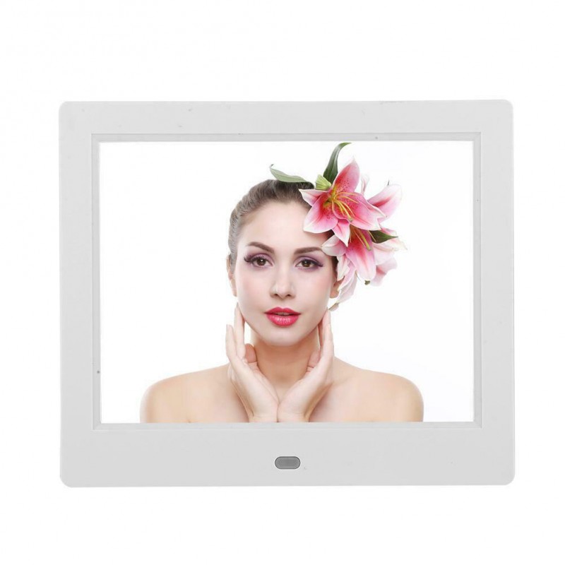 8 Inch LED Digital Photo Frame Electronic Album 1024x768P Picture Frame with Remote Control Music Video Playing Alarm Clock - Bl