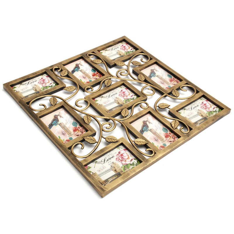 Bronze Floral Wall Hanging Collage Photo Frames Picture Display Decor Gift 6X4inch