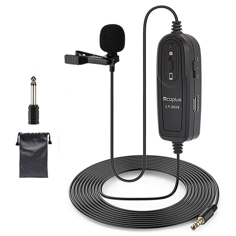 -LVDS10 Wired Lavalier Microphone Omnidirectional HiFi Mic Noise Reduction 3.5mm Built-in Battery Mic System Support Type-C f