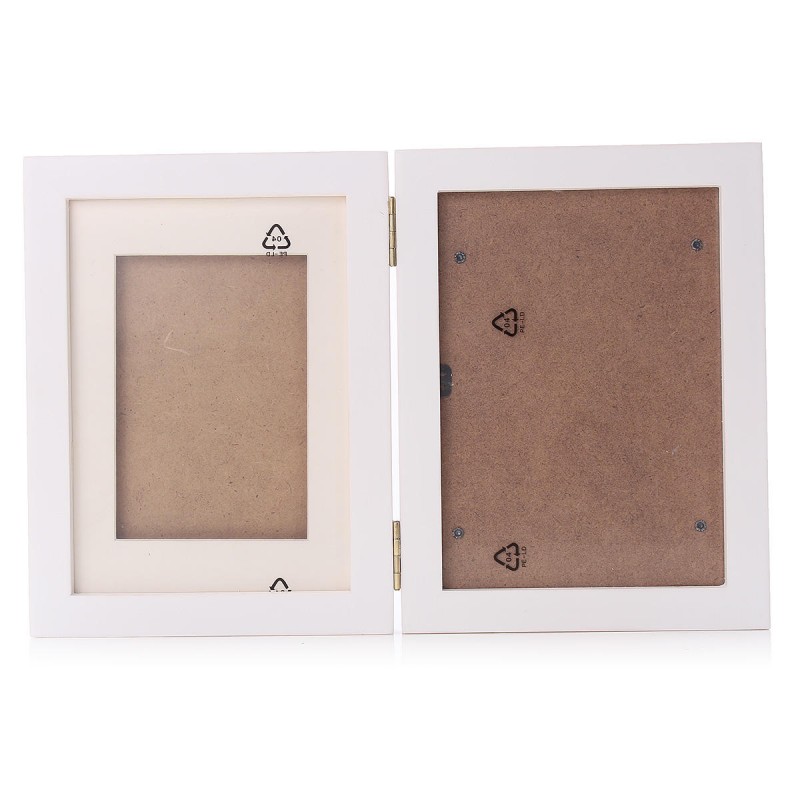 7 Inch New Born Baby Hnad Foot Print Clay Wood Photo Frame Stand Home Decor - Blue