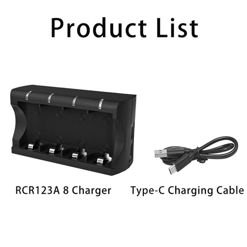 Sheingka RCR123A Battery 8-slot Charger Charging Base Can Charge 8pcs 16340 16350 Battery