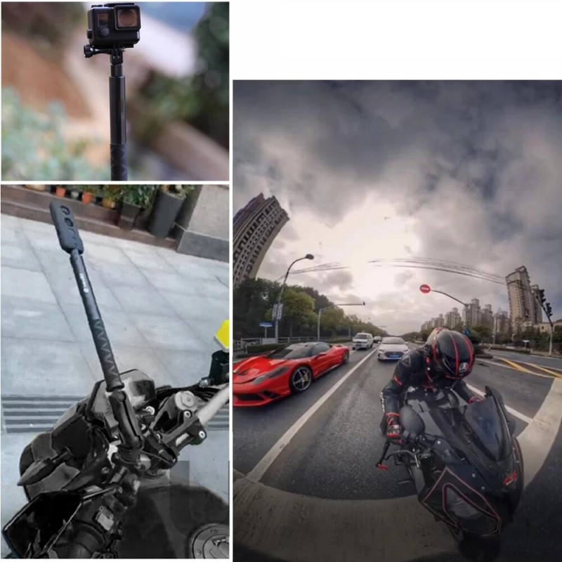  Motorcycle Bike Invisible Selfie Stick Monopod Handlebar Mount Bracket for GoPro Insta360 Sport Action Camera Accessories -