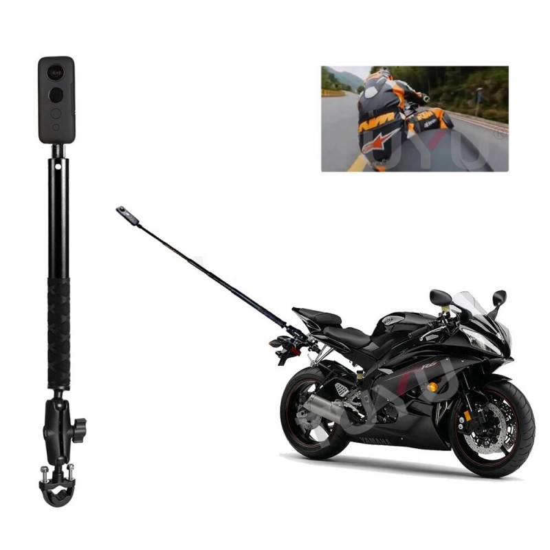  Motorcycle Bike Invisible Selfie Stick Monopod Handlebar Mount Bracket for GoPro Insta360 Sport Action Camera Accessories -