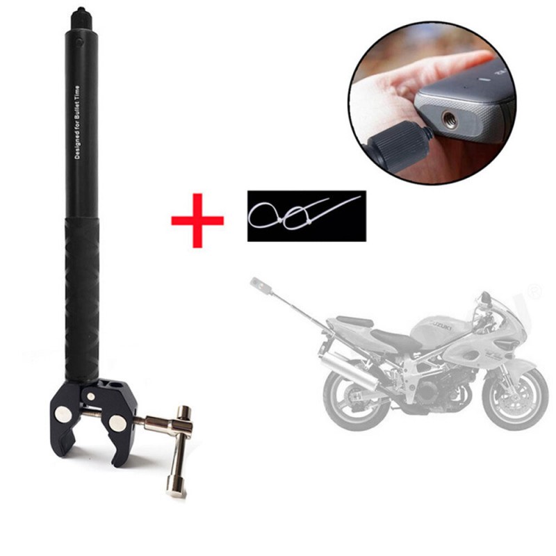  Motorcycle Bike Invisible Selfie Stick Monopod Handlebar Mount Bracket for GoPro Insta360 Sport Action Camera Accessories -