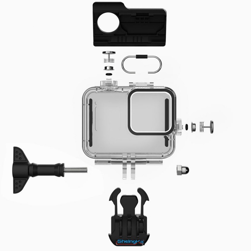  FLW318 60M Waterproof Underwater Diving Protective Case Shell for GoPro Hero 8 Black Action Sports Camera