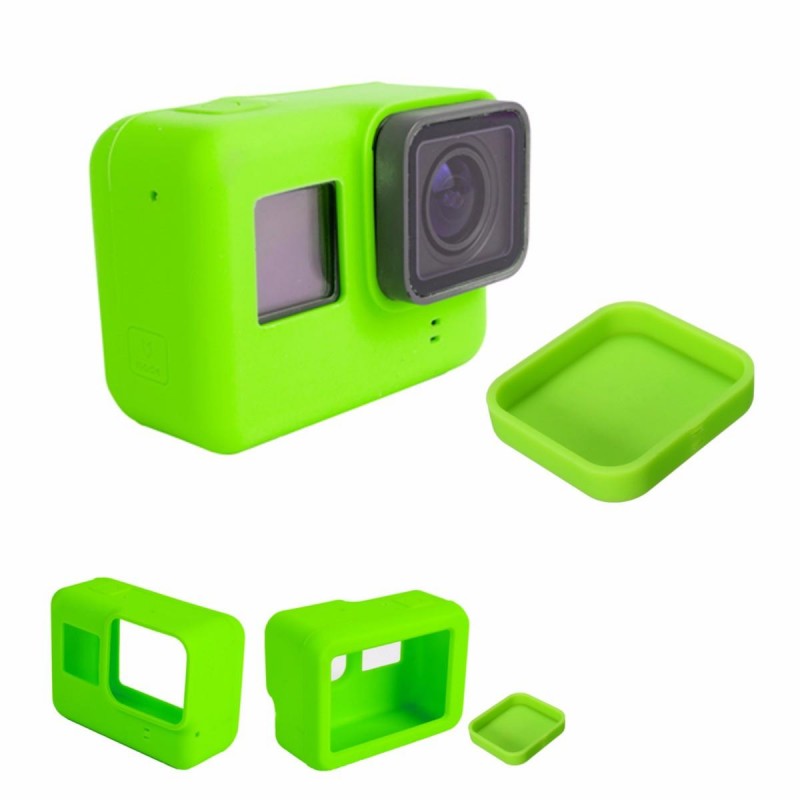Soft Silicone Housing Case Protective Cover And Lens Cap For GoPro Hero 5 Camera - Green