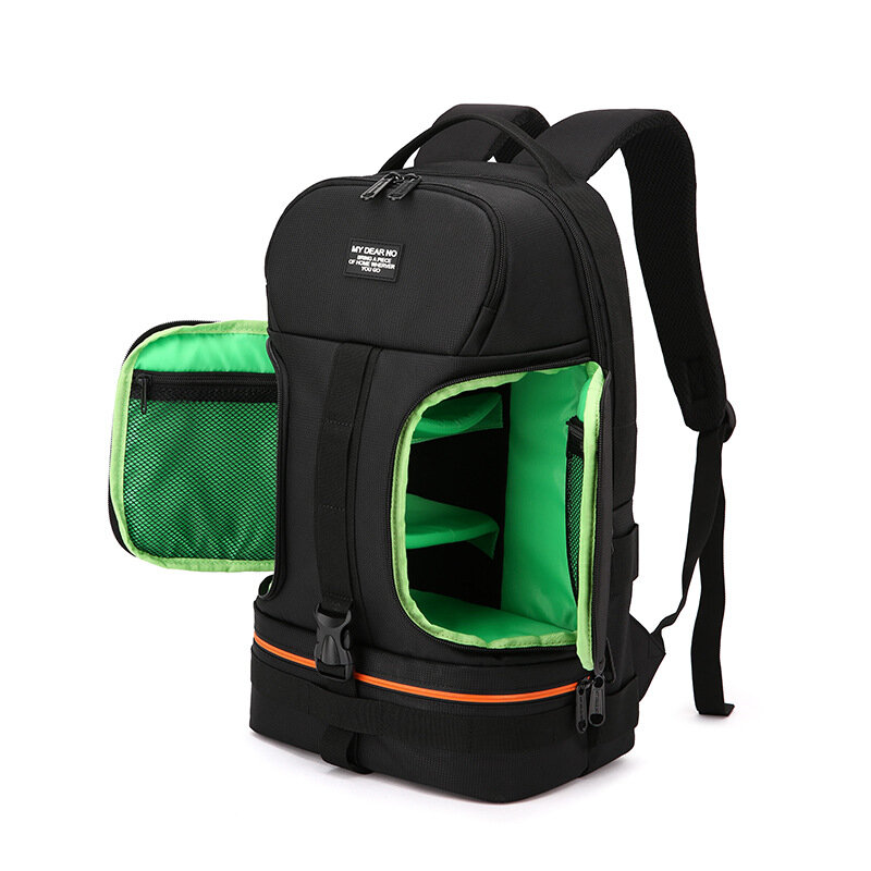 No Side Open Travel Carry Camera Bag Backpack for Canon for Nikon DSLR Camera Tripod Lens Flash Tablet Laptop Pad - Gree