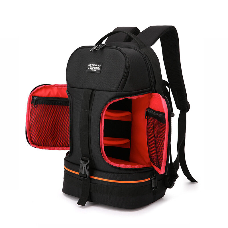  No Side Open Travel Carry Camera Bag Backpack for Canon for Nikon DSLR Camera Tripod Lens Flash Tablet Laptop Pad - Gree