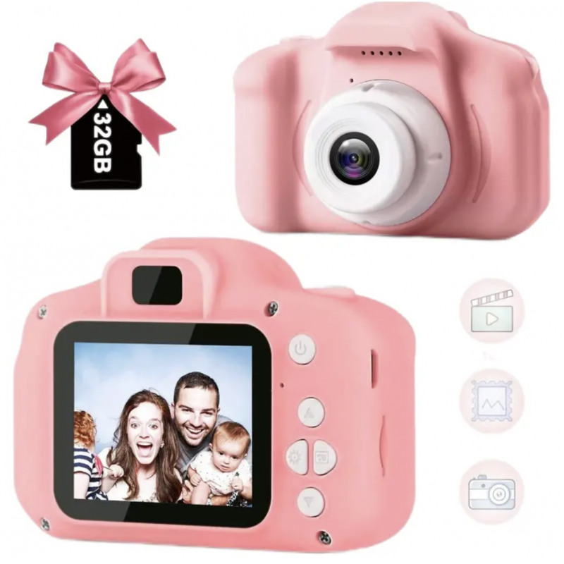 pink 1080P Kids Digital Camera, Color Toy Kids Rec...