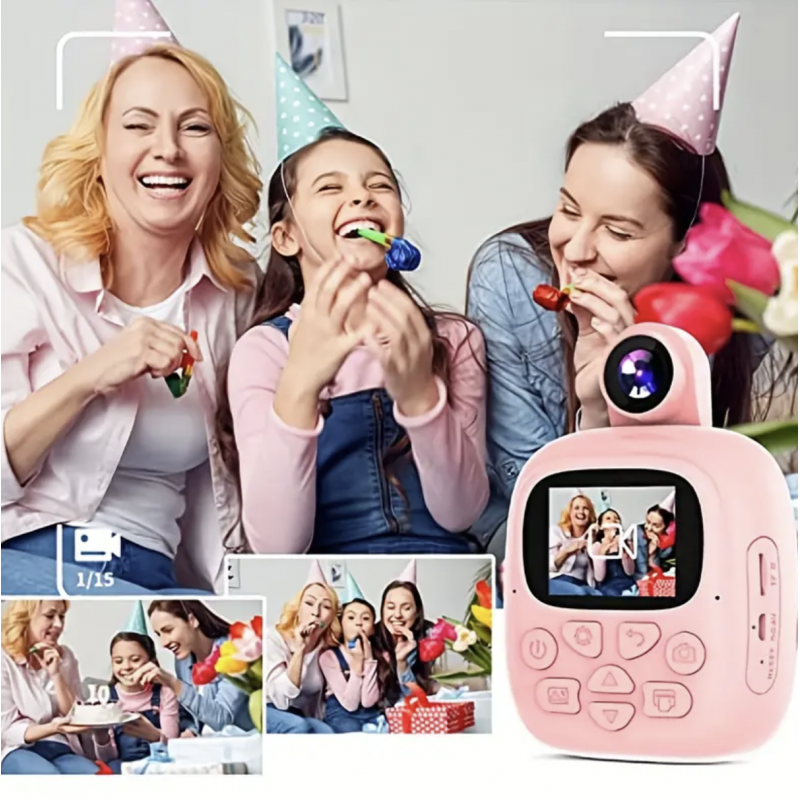 Kids Instant Print Camera, 1080P Video Recorder For Girls And Boys Gift, Kids Selfie Camera With Rotatable Lens, Kids Camera With 32GB SD Card 3-14 Kids Thermal Camera