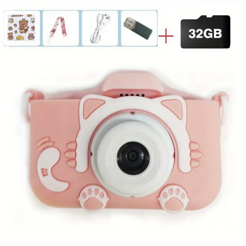 Mini Camera Kids Camera Toys For 3 4 5 6 7 8 9 10 11 12 Year Old Boys/Girls, Kids Digital Camera For Toddler With Video, Christmas Birthday Festival Gifts For Kids, Selfie Camera For Kids, 32GB SD Card