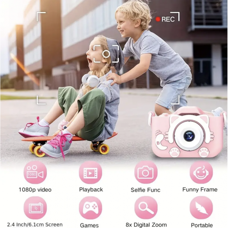 Mini Camera Kids Camera Toys For 3 4 5 6 7 8 9 10 11 12 Year Old Boys/Girls, Kids Digital Camera For Toddler With Video, Christmas Birthday Festival Gifts For Kids, Selfie Camera For Kids, 32GB SD Card