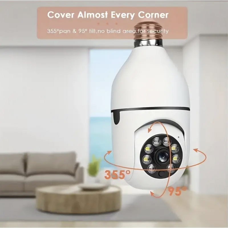 1pc E27 Bulb Safe Wifi Camera Wireless, 355 Degree...