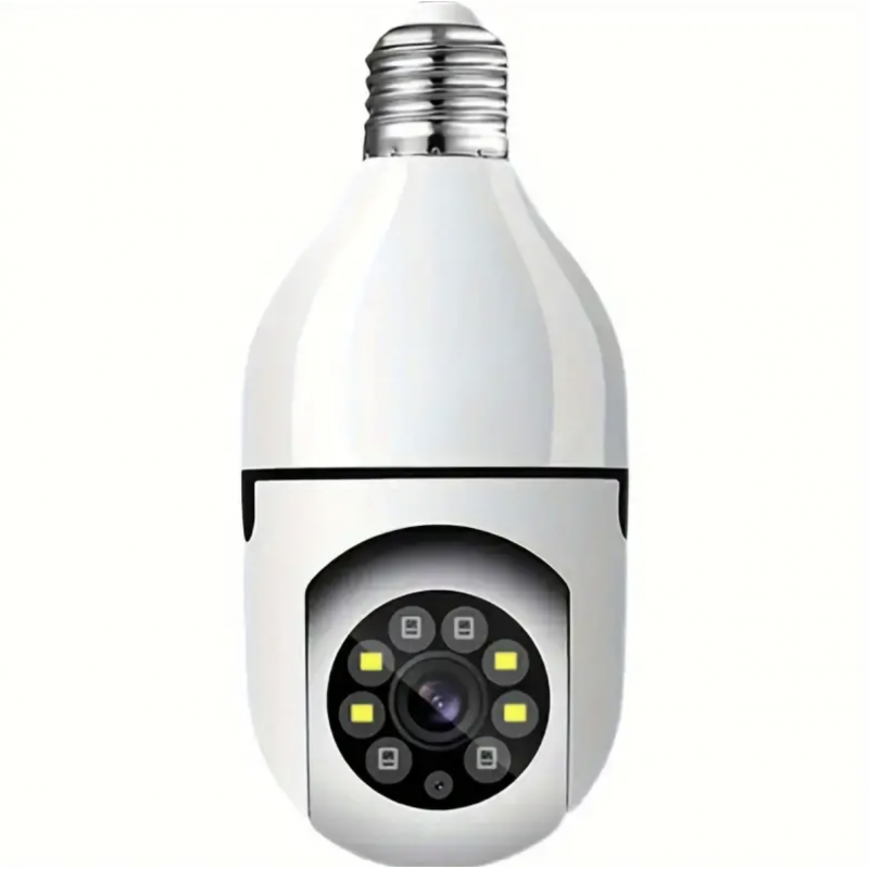 1pc E27 Bulb Safe Wifi Camera Wireless, 355 Degree Panoramic IP Camera, 2.4GHz WiFi 1080P Smart Home Monitoring Camera, With Motion Detection Alarm Night Vision Two-way Communication ease Life App, No TF/SD Card