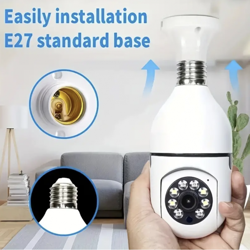 1pc E27 Bulb Safe Wifi Camera Wireless, 355 Degree...
