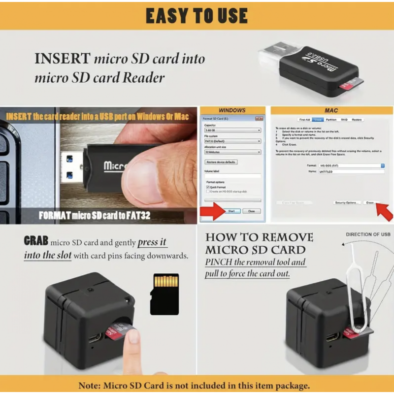 1pc Mini Camera Full HD 1080P Night Vision Camcorder Motion Detection DVR Micro Camera Sport DV Video Ultra Portable Small Cam, Pocket Mini Camera——Black