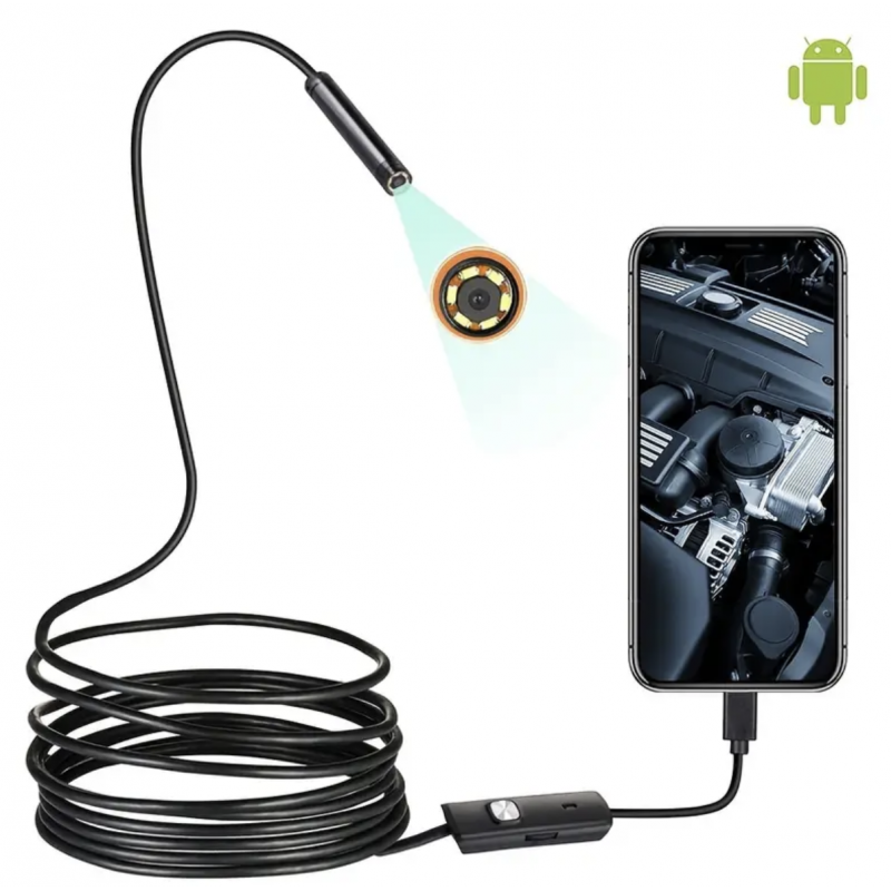 Endoscope Camera Waterproof IP67 Adjustable Soft Hard Wire 6 LEDS 7mm Automotive Endoscope Camera For Android USB Phone PC