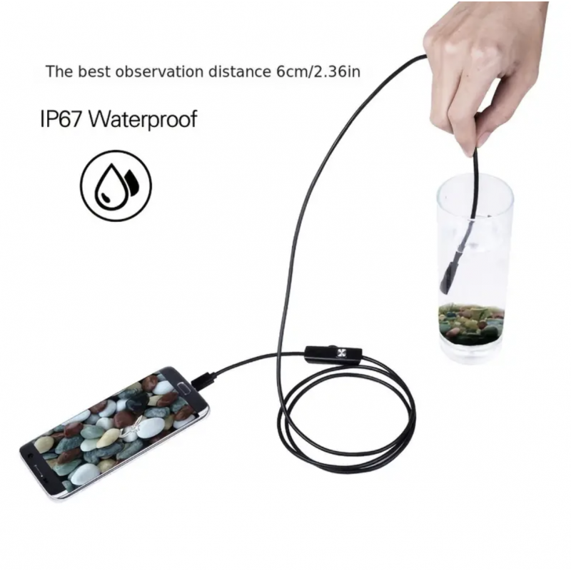 Endoscope Camera Waterproof IP67 Adjustable Soft Hard Wire 6 LEDS 7mm Automotive Endoscope Camera For Android USB Phone PC