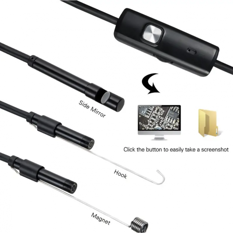 Endoscope Camera Waterproof IP67 Adjustable Soft Hard Wire 6 LEDS 7mm Automotive Endoscope Camera For Android USB Phone PC