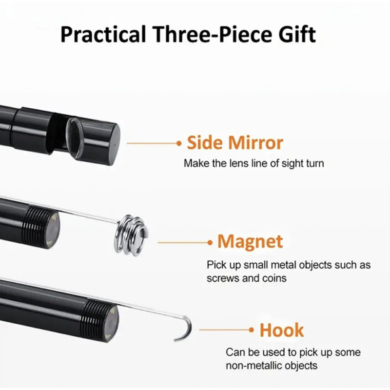 Endoscope Camera Waterproof IP67 Adjustable Soft Hard Wire 6 LEDS 7mm Automotive Endoscope Camera For Android USB Phone PC