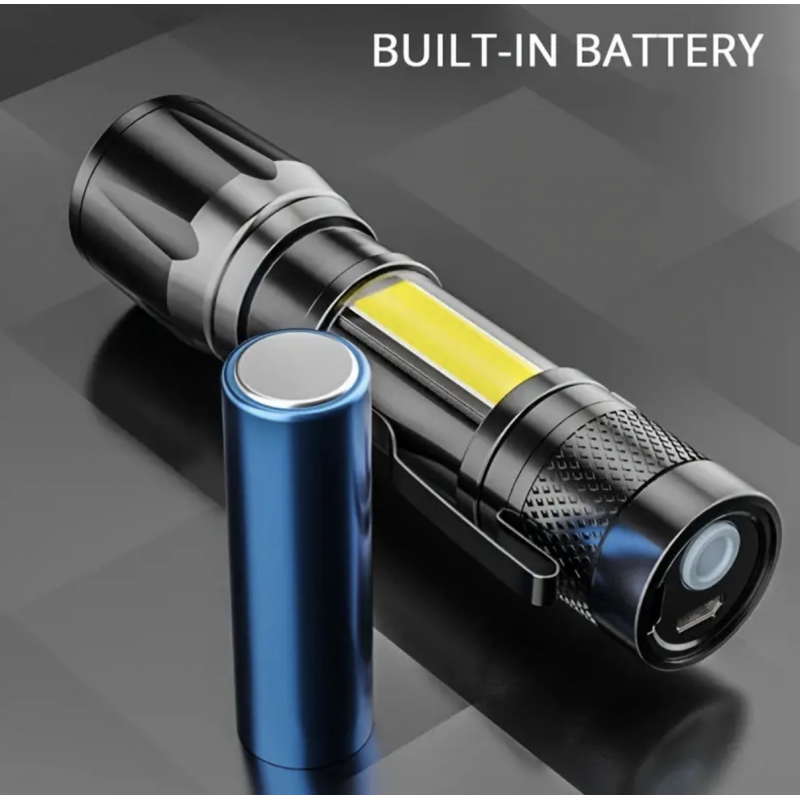 250LM USB Mini Led Flashlight Built In Battery, Waterproof XPE Zoomable Focus Lamp Adjustable Penlight, Home Torch, Camping Lanter, Outdoor Lighting Accessories