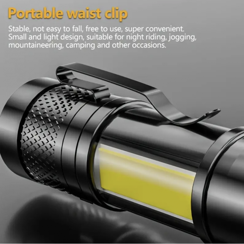 250LM USB Mini Led Flashlight Built In Battery, Waterproof XPE Zoomable Focus Lamp Adjustable Penlight, Home Torch, Camping Lanter, Outdoor Lighting Accessories