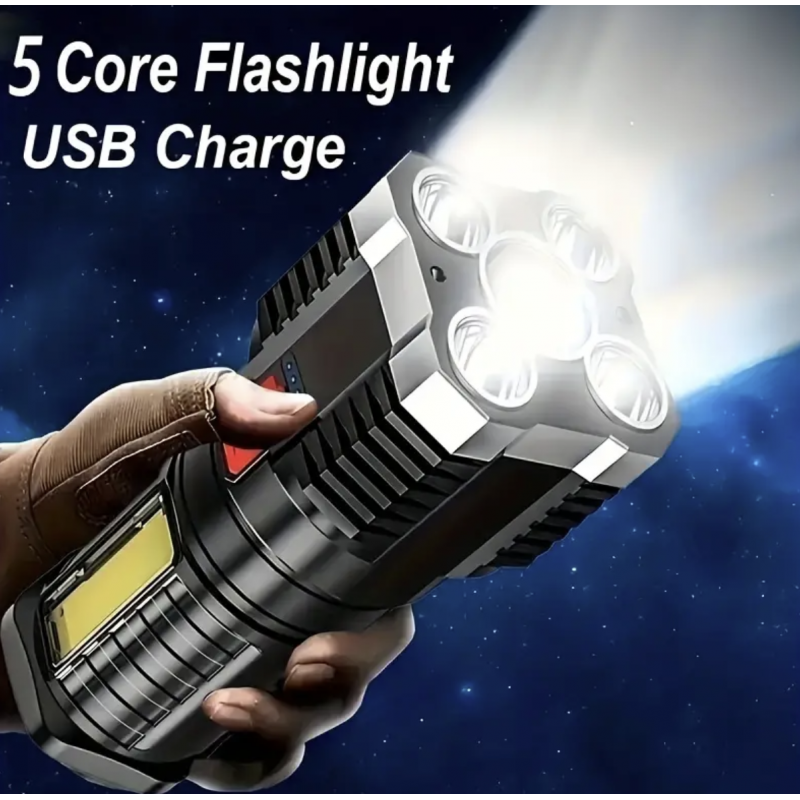 1pc Rechargeable LED Flashlight, Outdoor Multifunc...