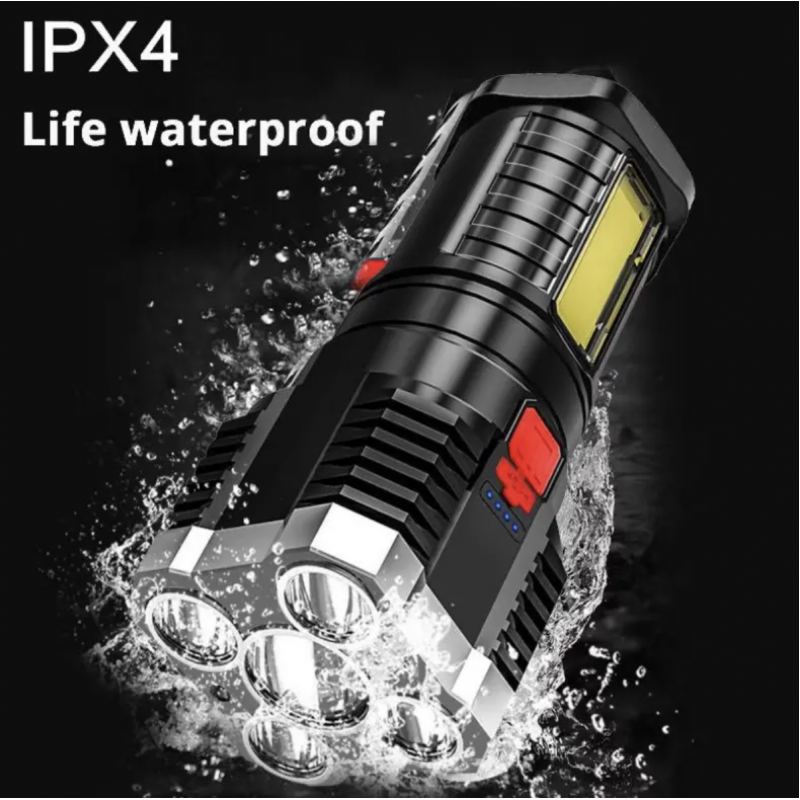 1pc Rechargeable LED Flashlight, Outdoor Multifunc...