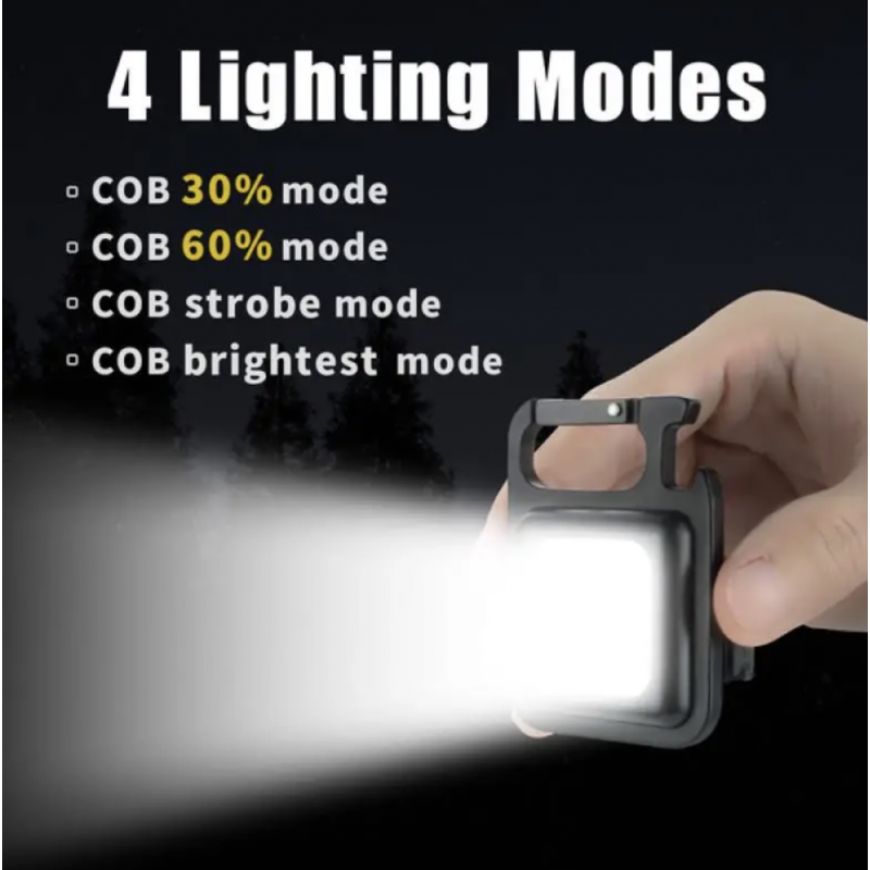 Mini USB Rechargeable LED Flashlight, 4 Light Modes Work Light, Portable Pocket Flashlight Keychains, Camping Small Corkscrew, Outdoor Hunting Pocket Light