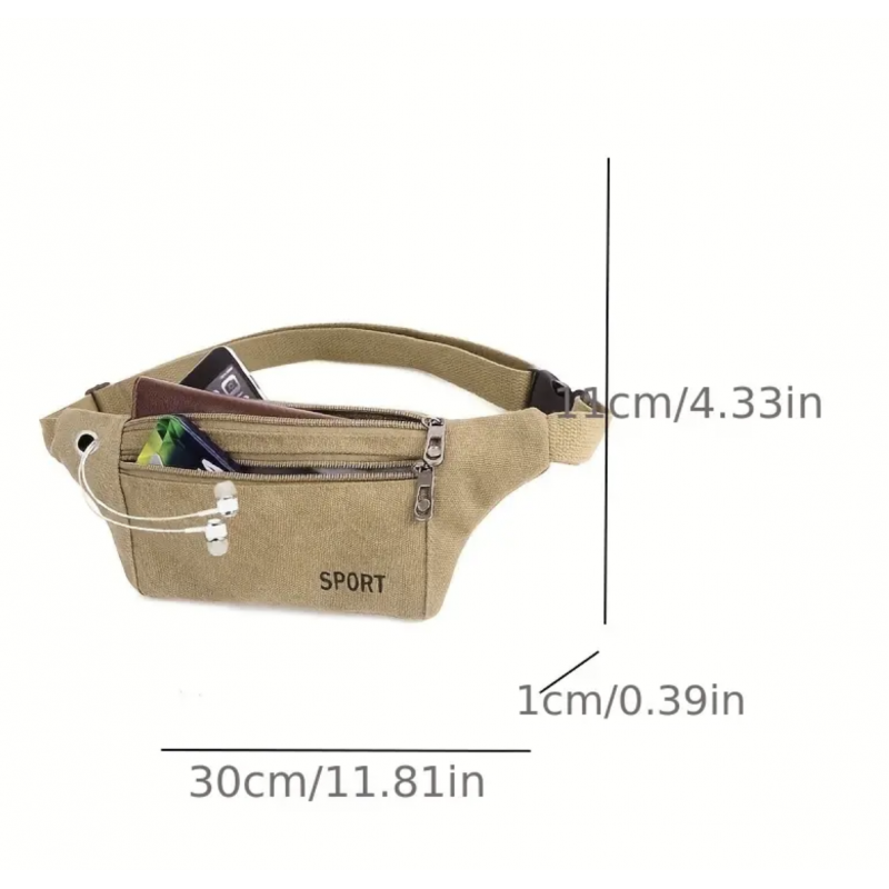 1pc Men's Chest Bag With Large Capacity, Versatile Canvas Multifunctional Waist Bag